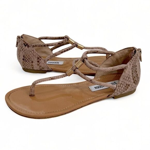 Steve Madden Light Brown and Gold Toned Rantt Sandals Size 6.5 - Picture 13 of 13